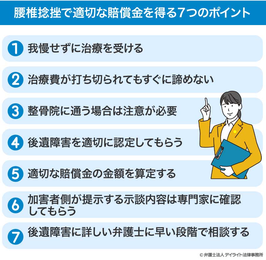 腰椎捻挫で適切な賠償金を得る7つのポイント