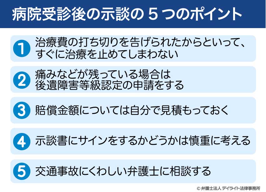 病院受診後の示談の5つのポイント