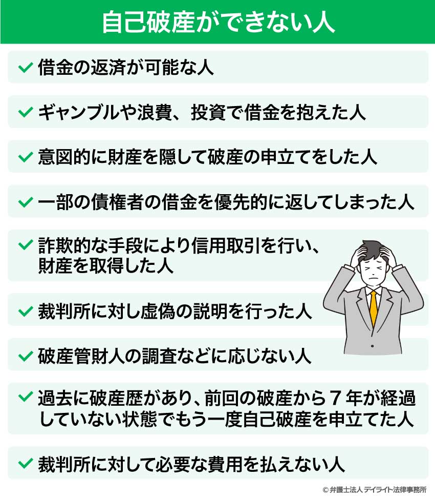 自己破産ができない人