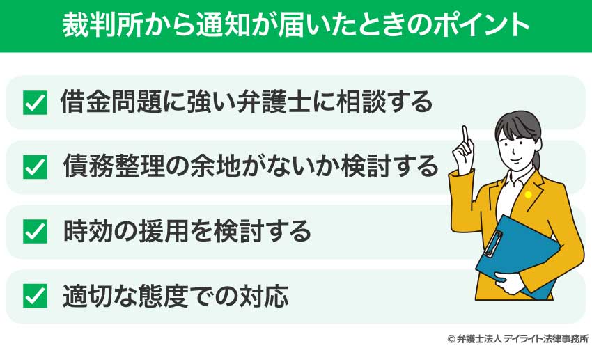 裁判所から通知が届いたときのポイント