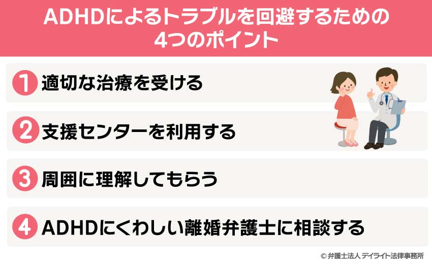 ADHDによるトラブルを回避するための4つのポイント