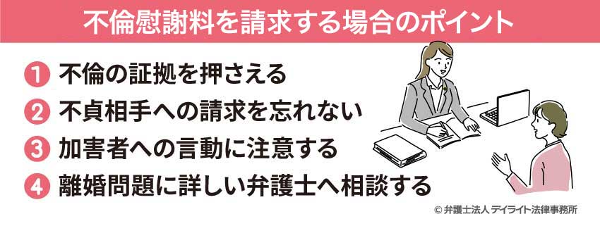 不倫慰謝料を請求する場合のポイント